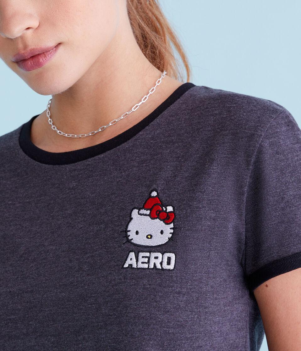 Aéropostale Hello Kitty Santa Ringer Baby Tee Charcoal Heather Grey