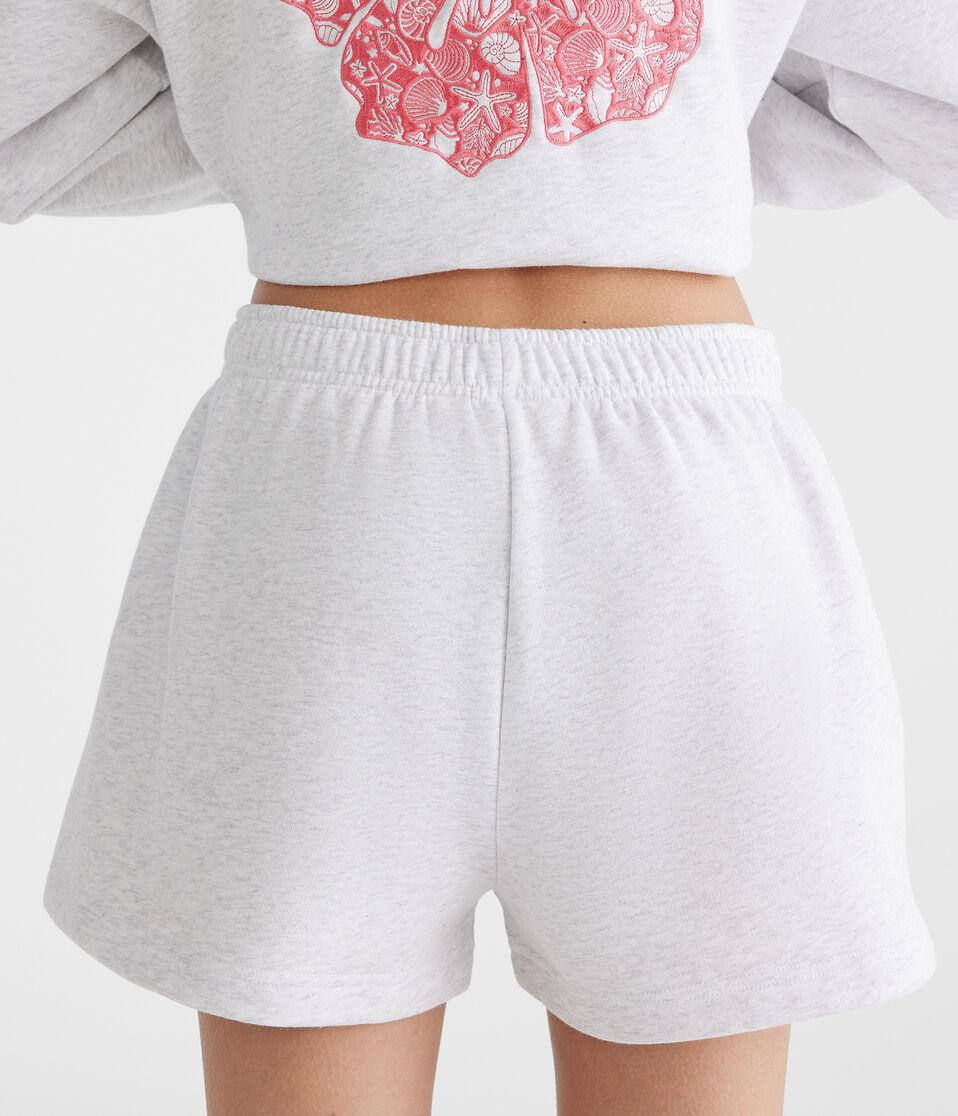 Aéropostale Hibiscus Flower High-Rise Fleece Shorts Light Heather Grey