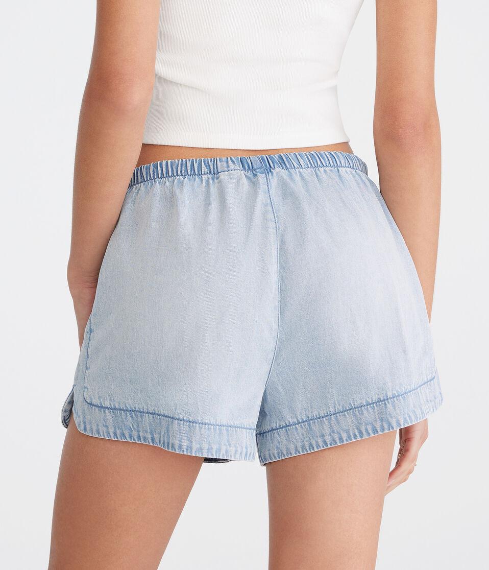 Aéropostale High-Rise Denim Dolphin Shorts Light Wash
