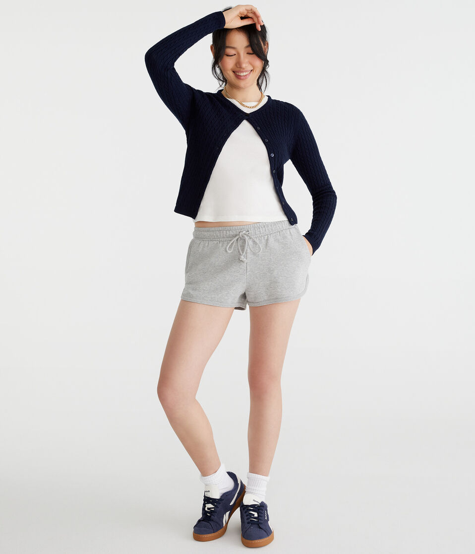 Aéropostale High-Rise Dolphin Shorts Light Heather Grey