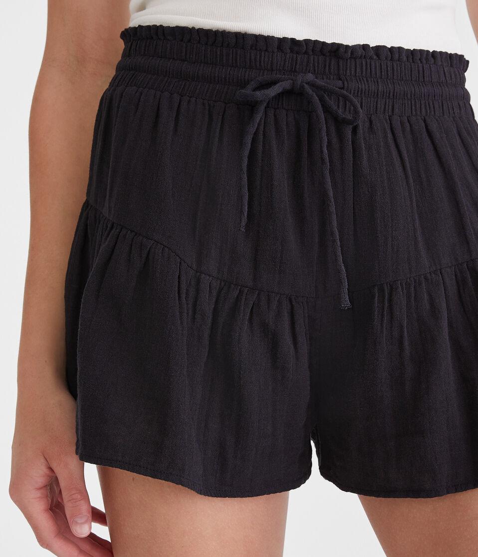 Aéropostale High-Rise Gauze Ruffle Shorts Black Fox