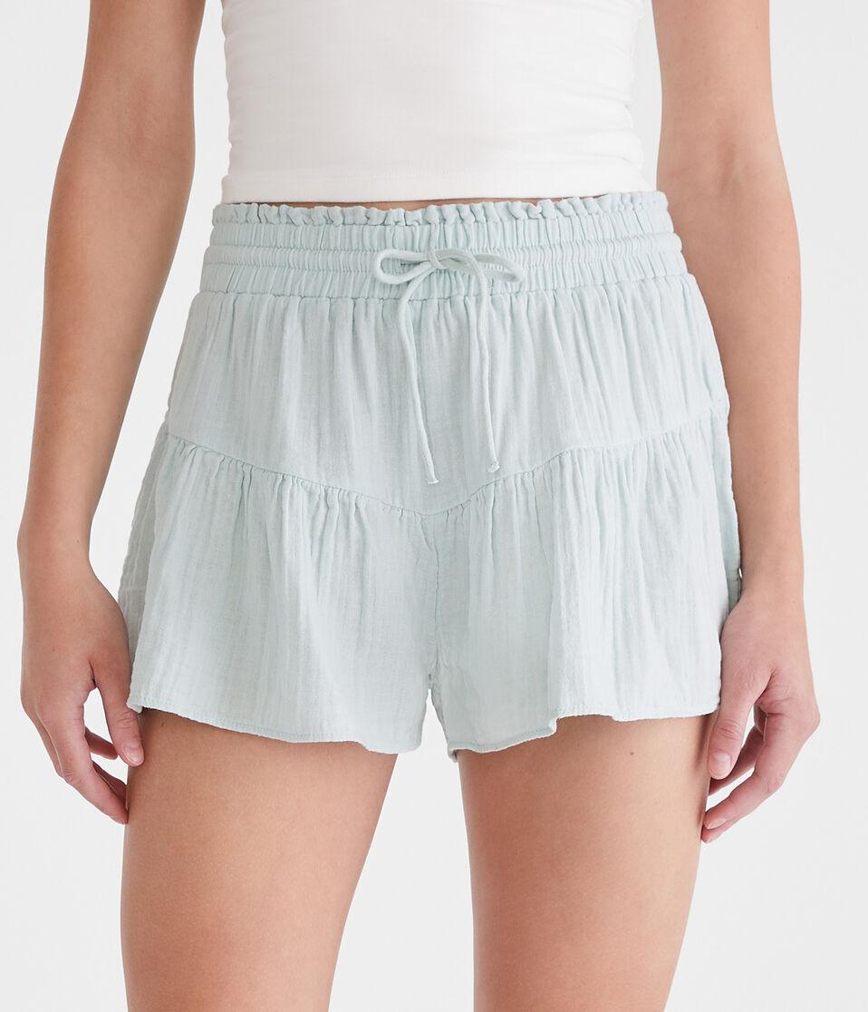 Aéropostale High-Rise Gauze Ruffle Shorts Blue Haze