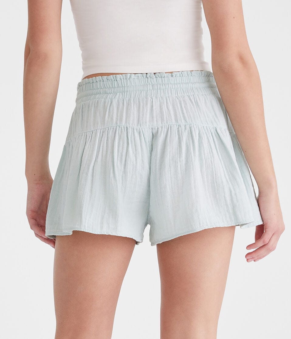 Aéropostale High-Rise Gauze Ruffle Shorts Blue Haze