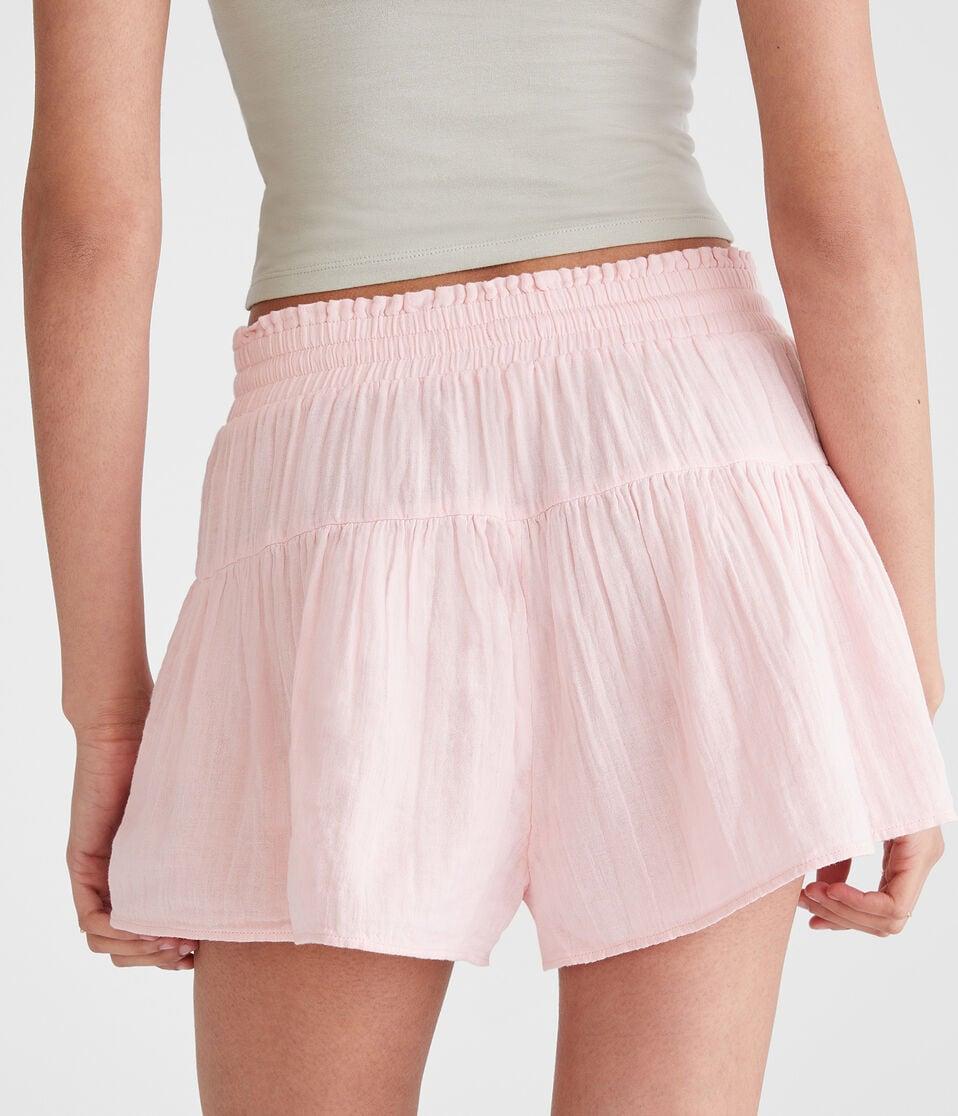 Aéropostale High-Rise Gauze Ruffle Shorts Ramble Rose