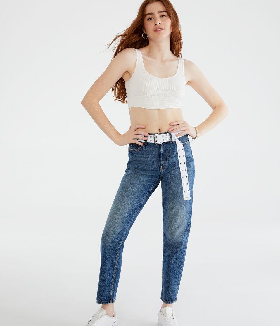 aéropostale High-Rise Straight Ankle Jean dark wash