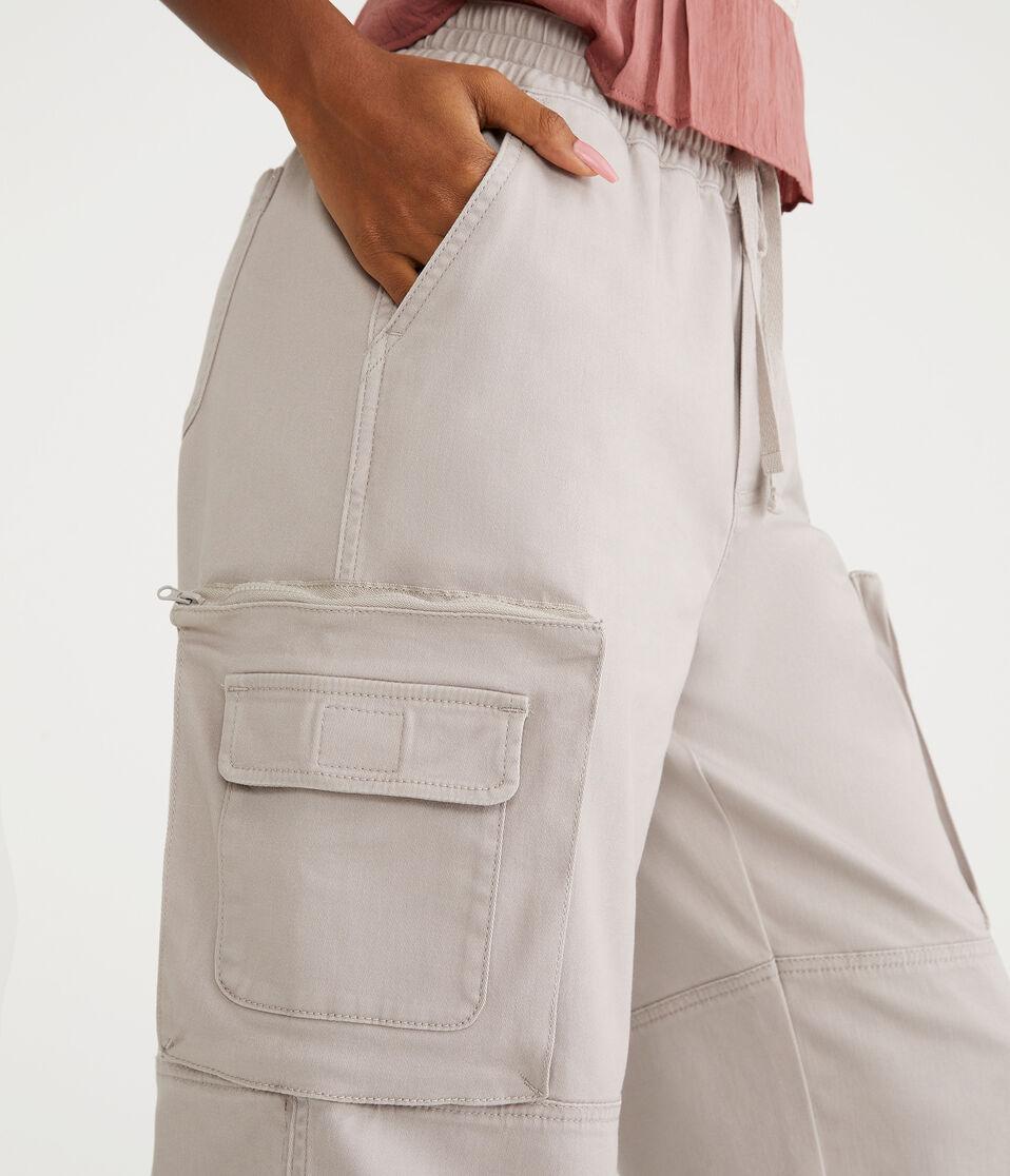 Aéropostale High-Rise Twill Cargo Joggers Moon Grey