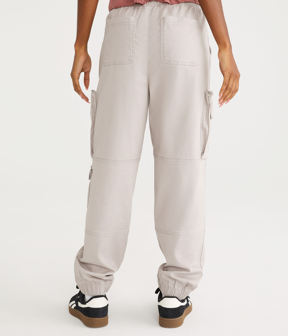 Aéropostale High-Rise Twill Cargo Joggers Moon Grey