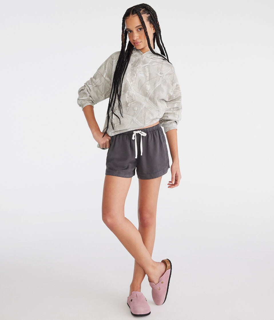 Aéropostale High-Rise Washed Dolphin Shorts Whale Grey