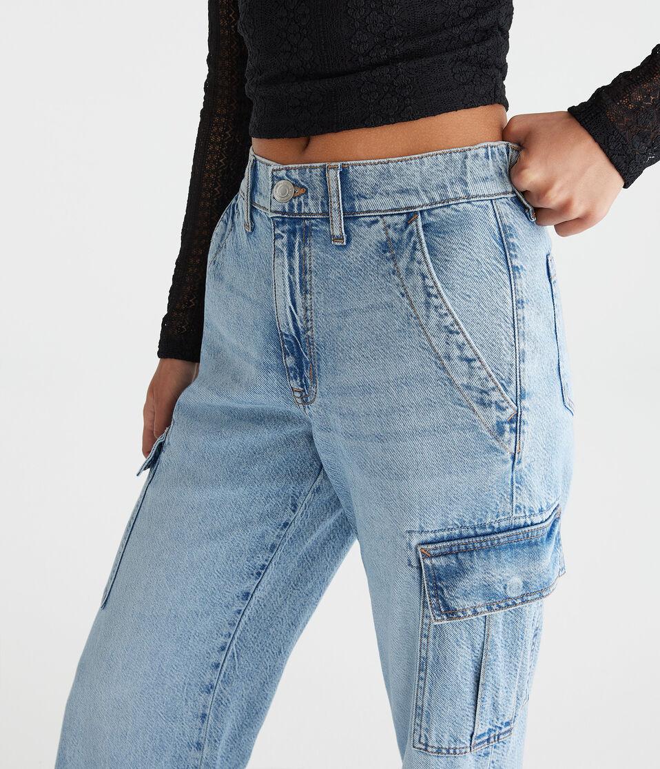 Aéropostale High-Rise Wide Leg Cargo Jean Medium Wash