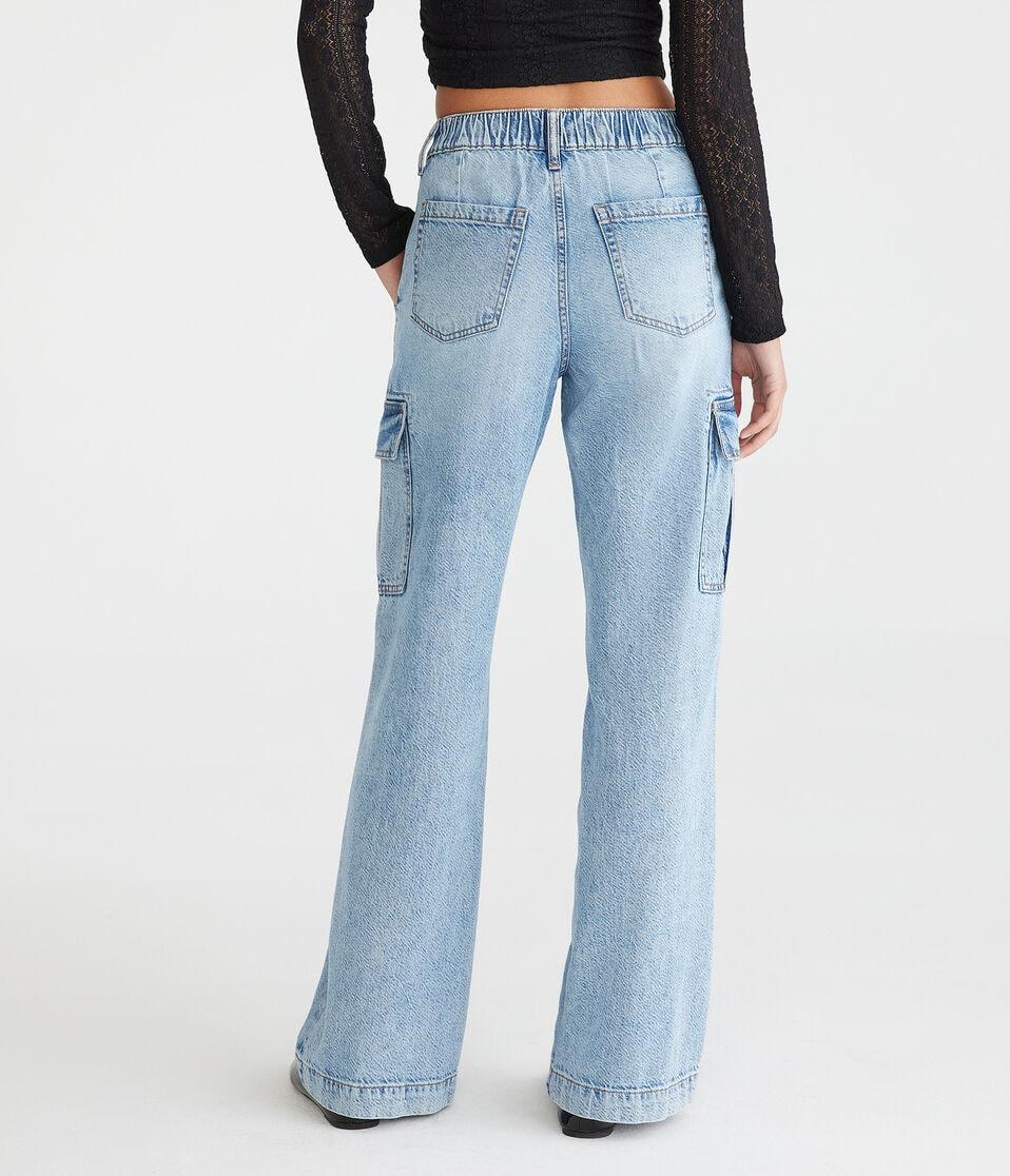Aéropostale High-Rise Wide Leg Cargo Jean Medium Wash