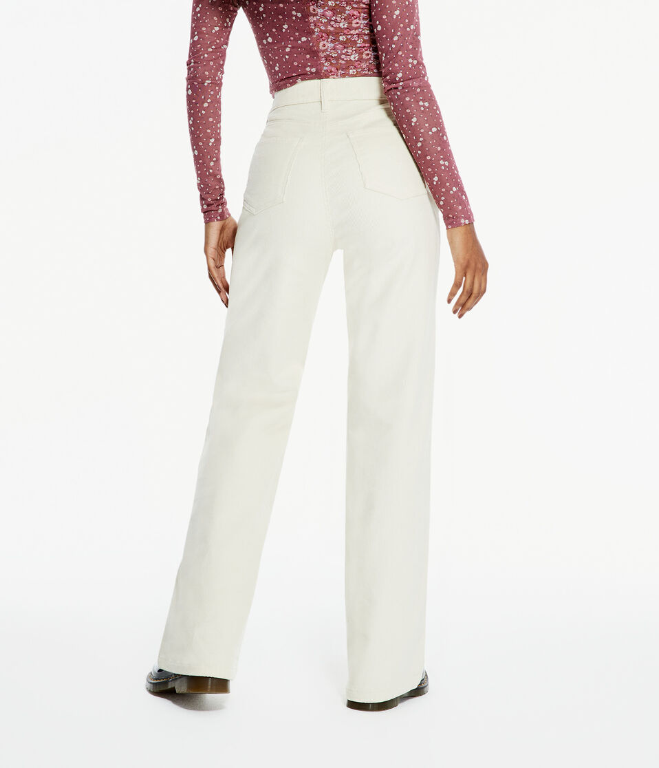 Aéropostale High-Rise Wide Leg Corduroy Pants White Swan
