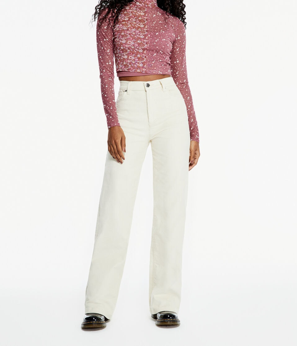 aéropostale High-Rise Wide Leg Corduroy Pants white swan