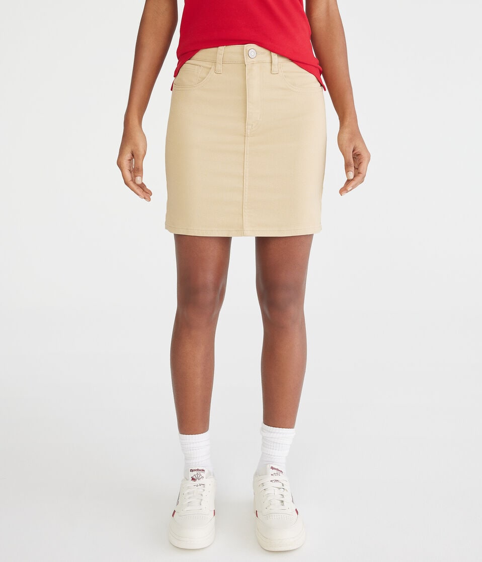 aéropostale High-Waisted 16" Uniform Skirt summer tan