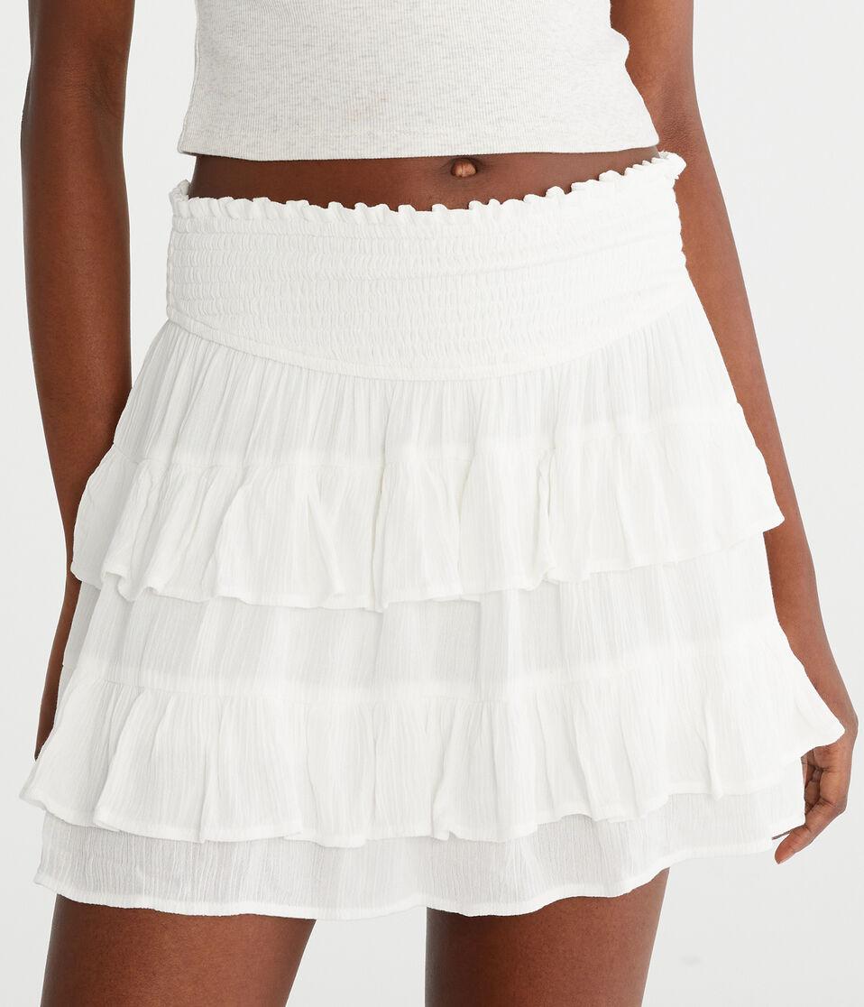 Aéropostale High-Waisted Ruffled Flippy Skort Cream