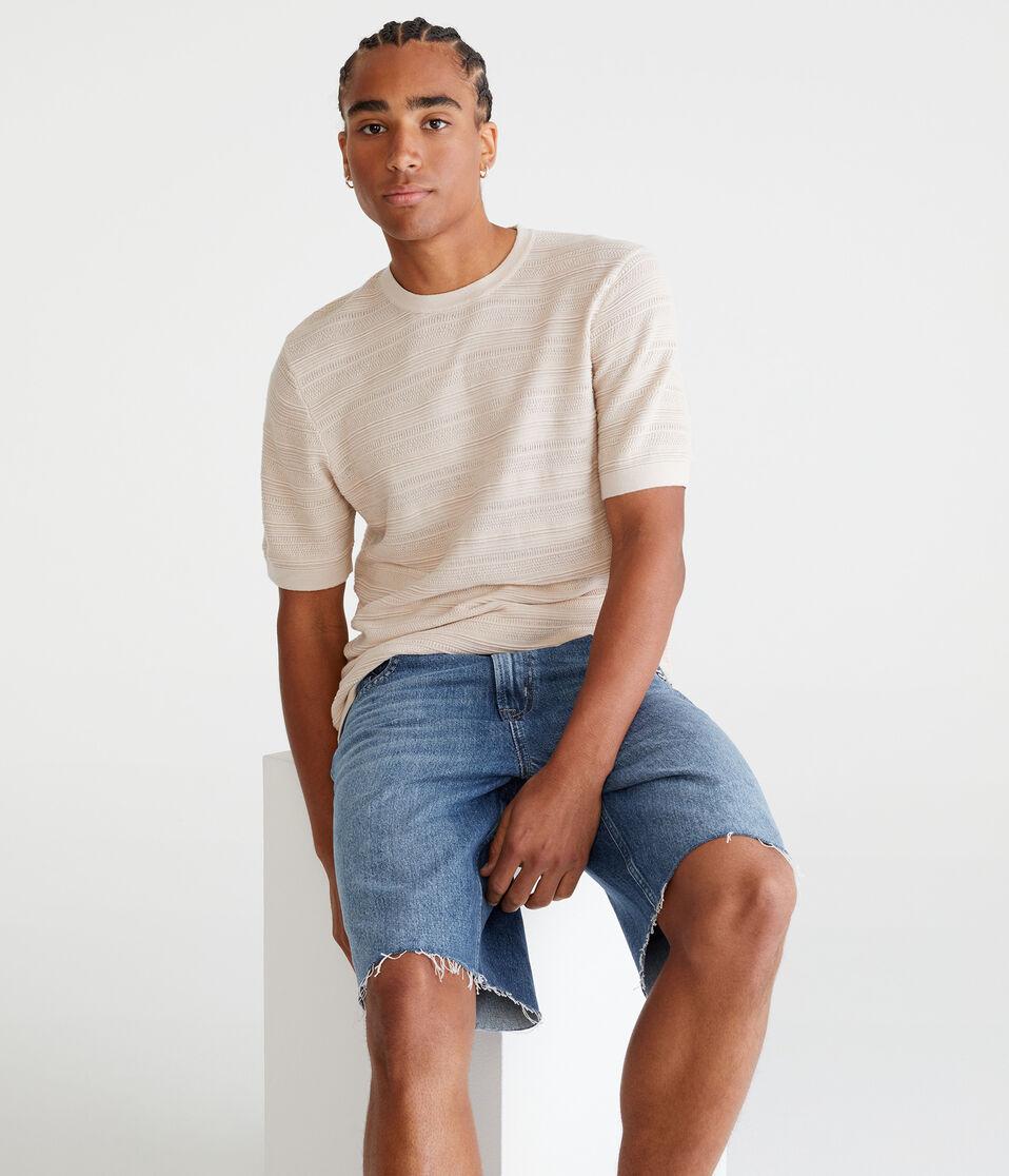 Aéropostale Horizontal Textured Stripe Sweater Tee Bungalow