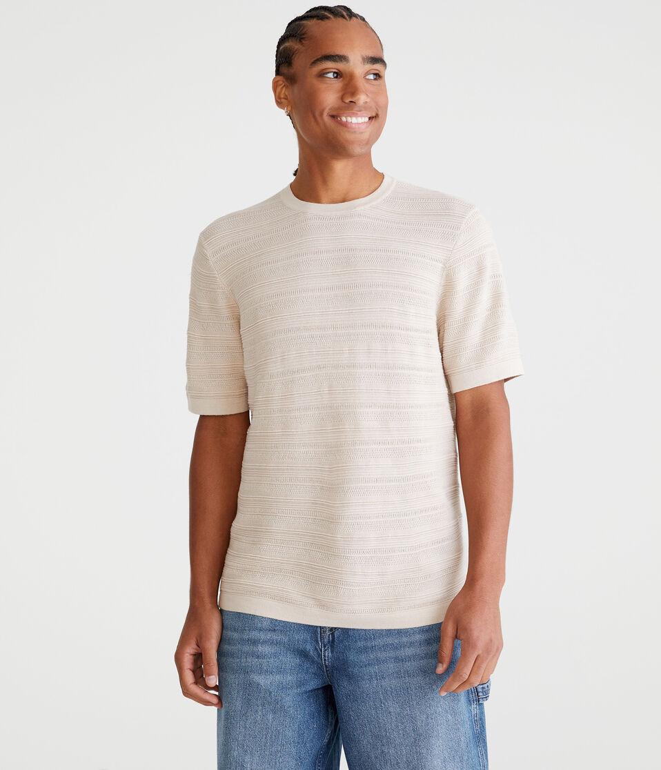aéropostale Horizontal Textured Stripe Sweater Tee bungalow