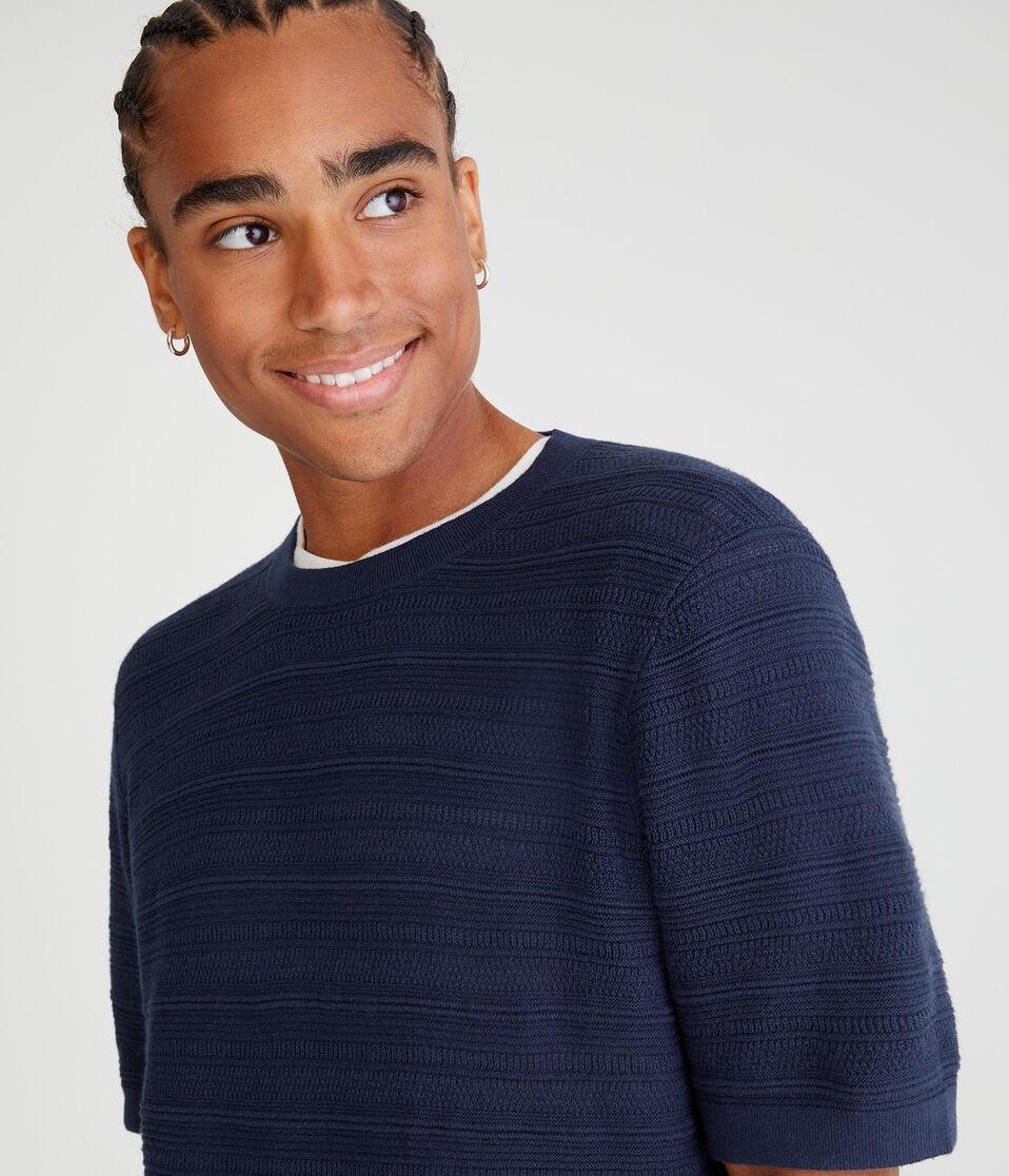 Aéropostale Horizontal Textured Stripe Sweater Tee Hazy Indigo
