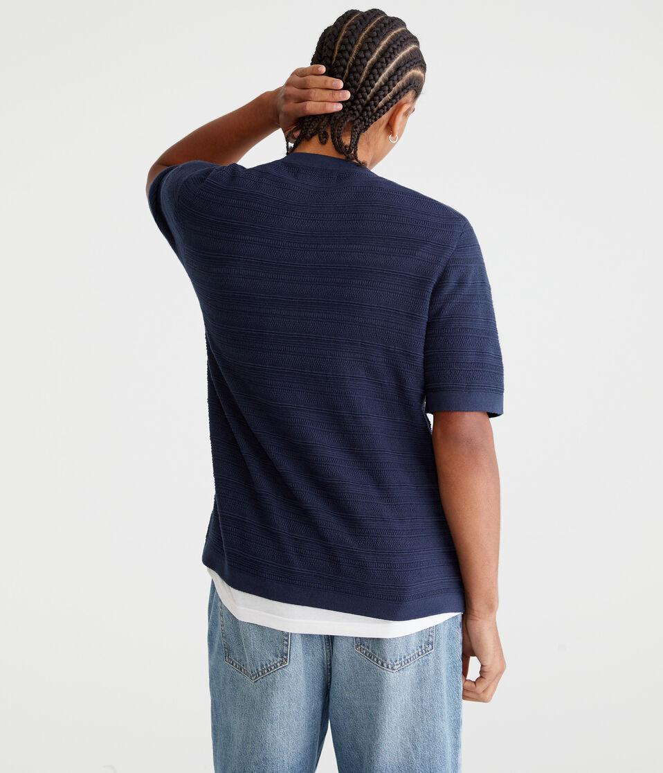 Aéropostale Horizontal Textured Stripe Sweater Tee Hazy Indigo