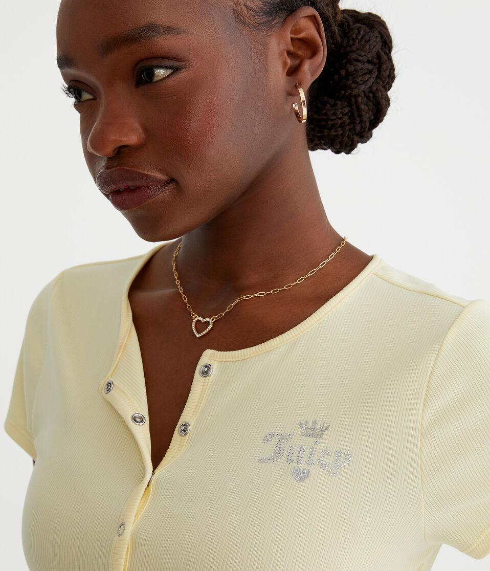 Aéropostale Juicy Couture Cropped Henley Lemon Sorbet