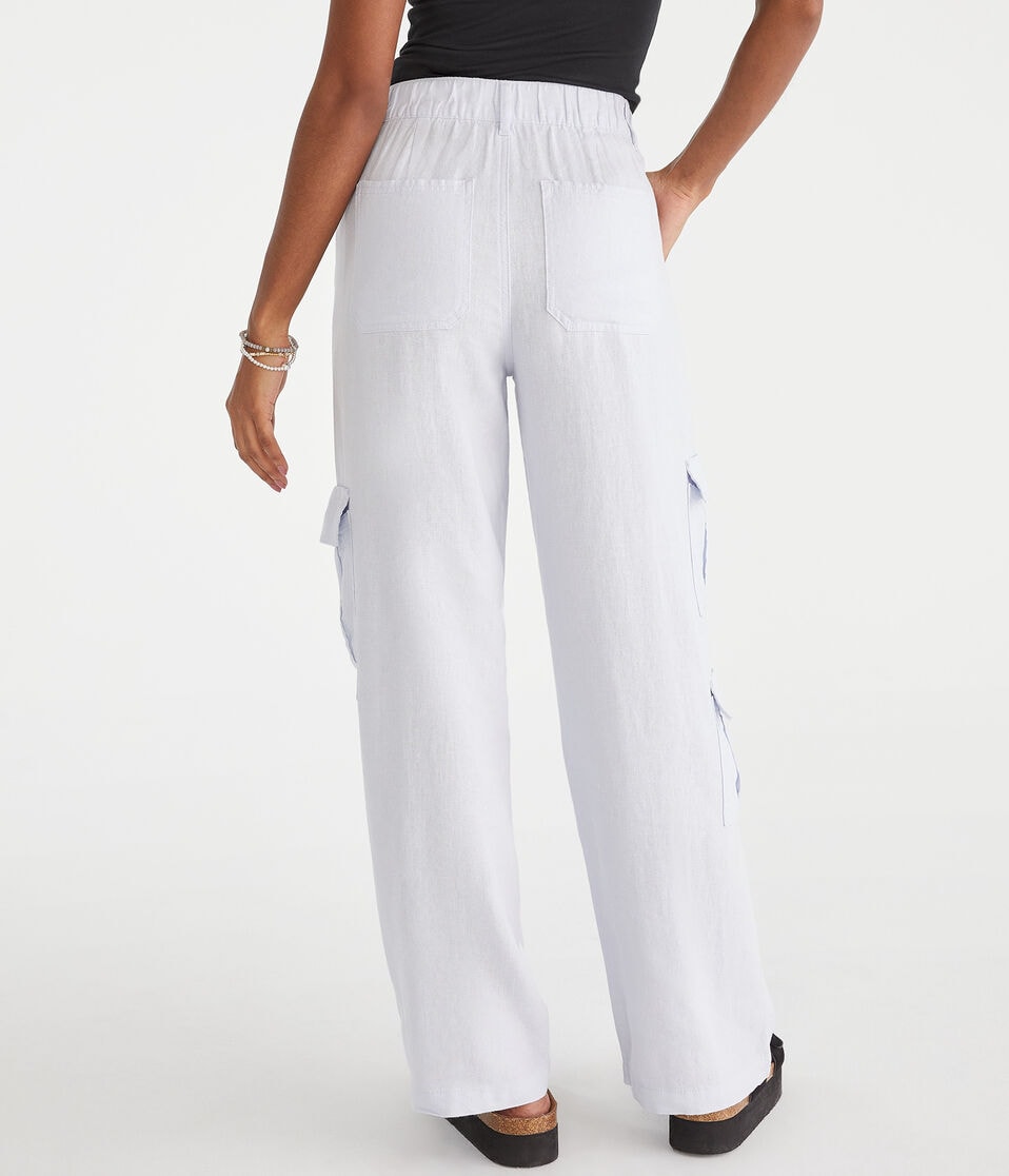 Aéropostale Linen Wide Leg Cargo Pants Sistine Blue
