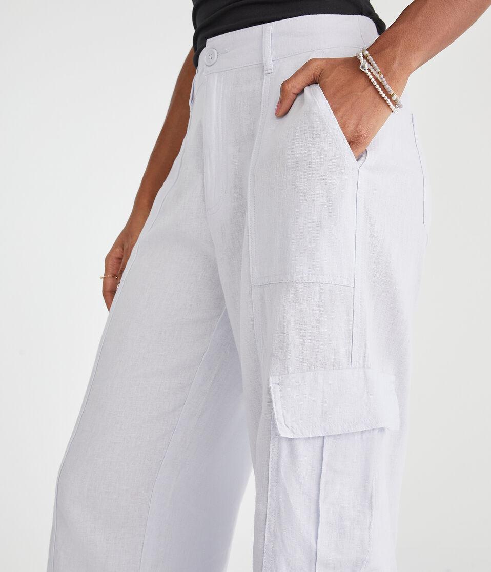 Aéropostale Linen Wide Leg Cargo Pants Sistine Blue