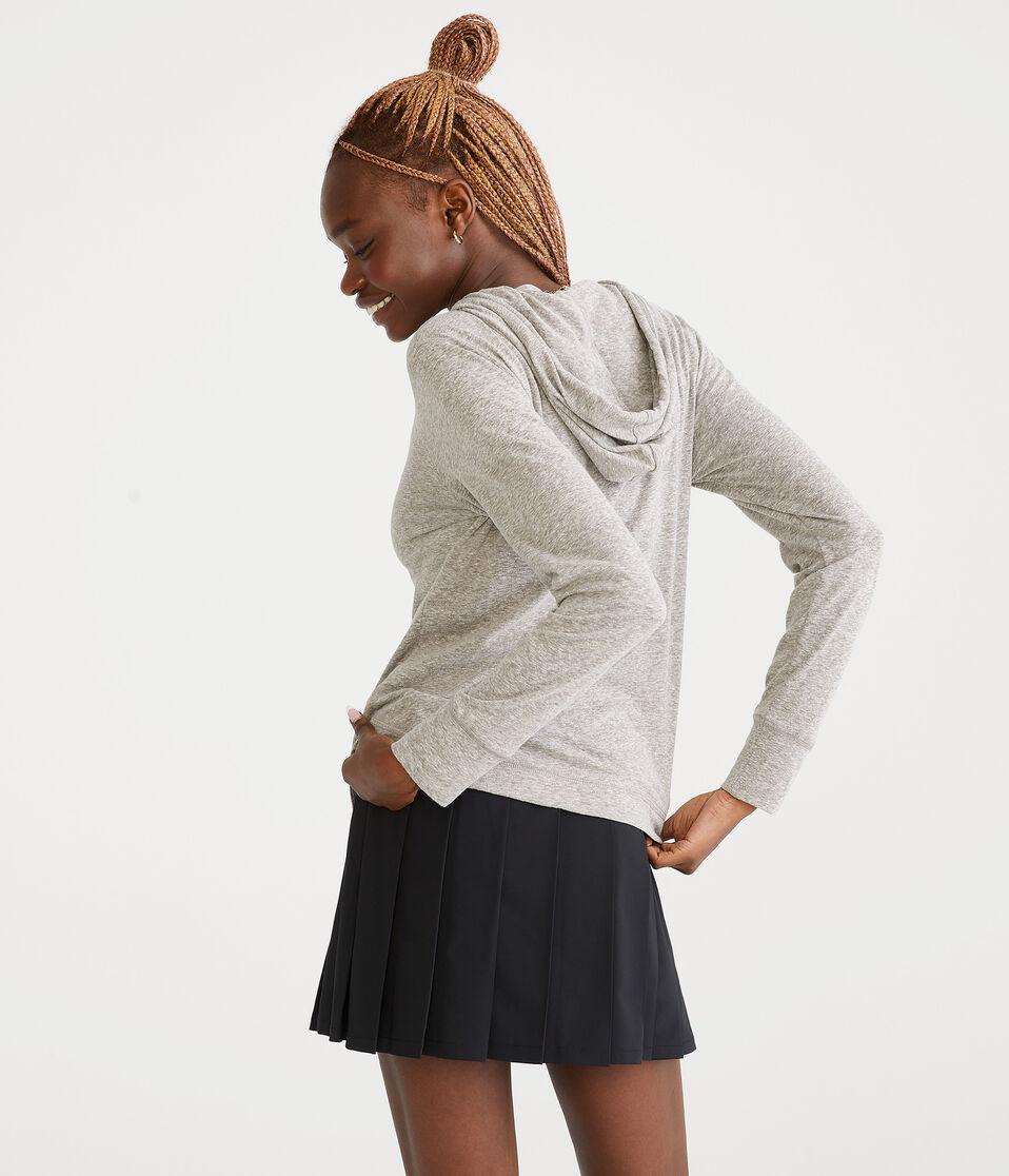 Aéropostale Long Sleeve Aeropostale 87 Hooded Graphic Tee Med Hthr Grey