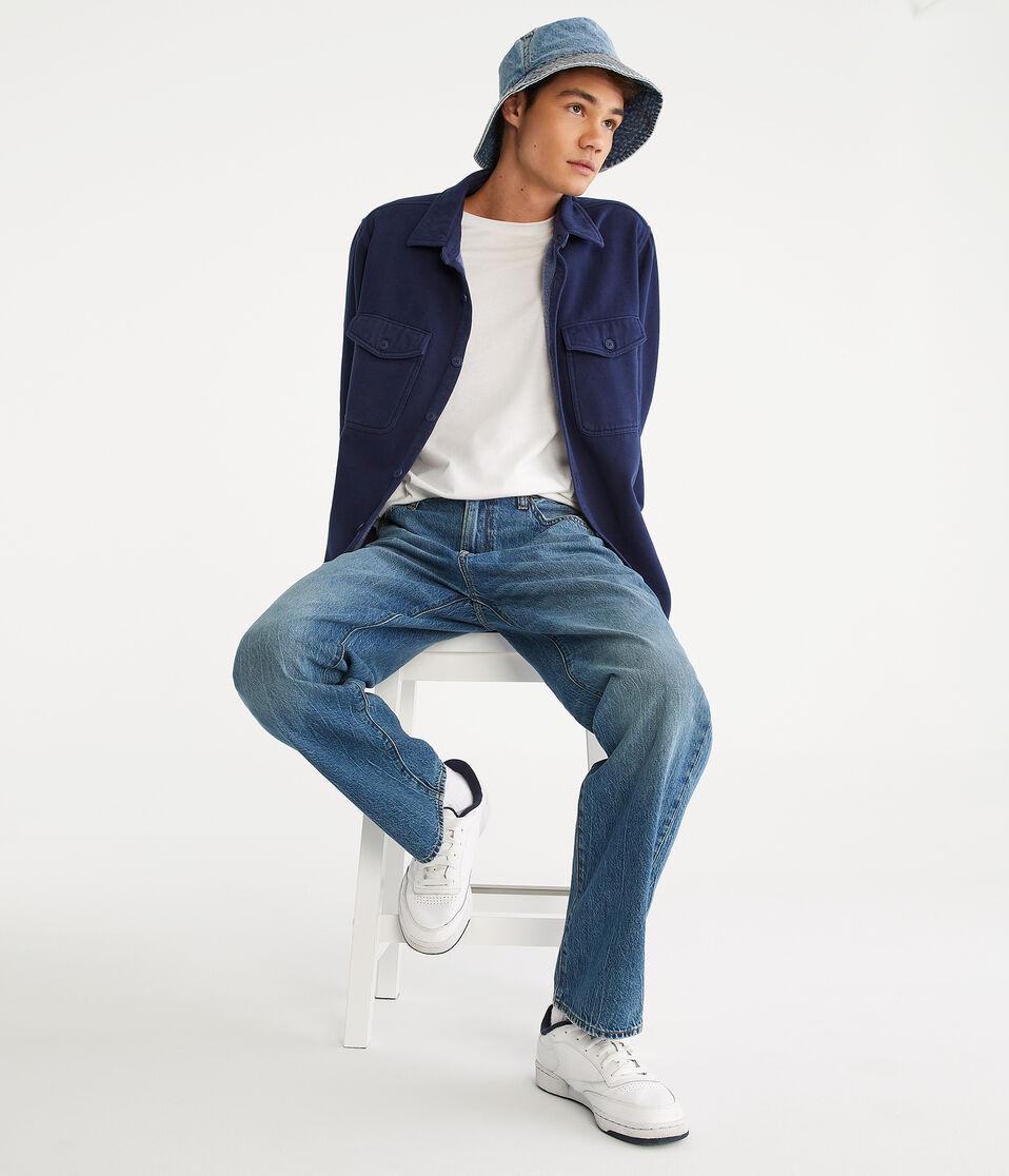 Aéropostale Long Sleeve Fleece Overshirt Naval Blue
