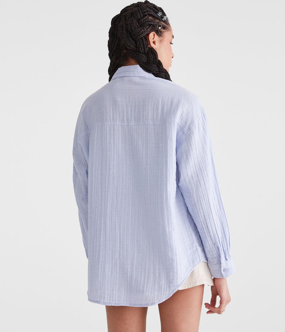 Aéropostale Long Sleeve Oversized Gauze Shirt Cascade Coast