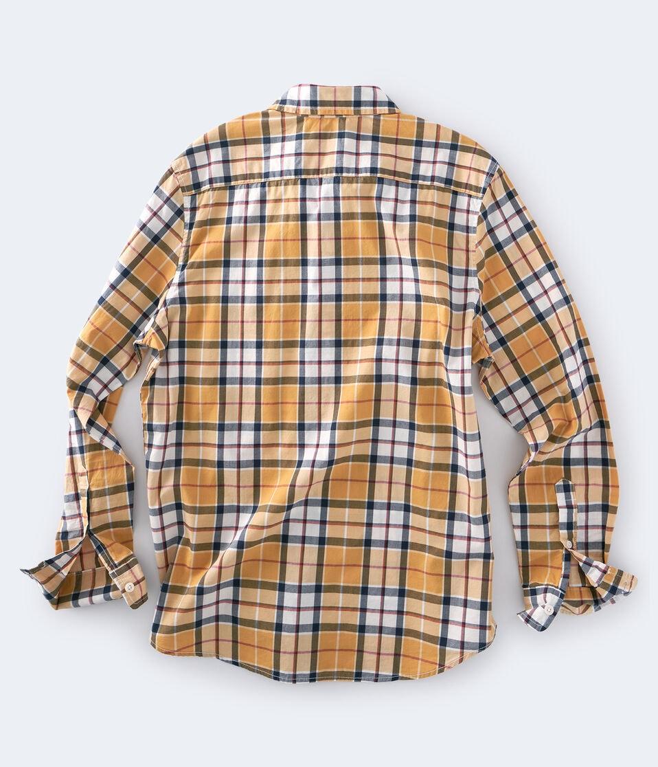 Aéropostale Long Sleeve Plaid Button-Down Shirt Empire Gold