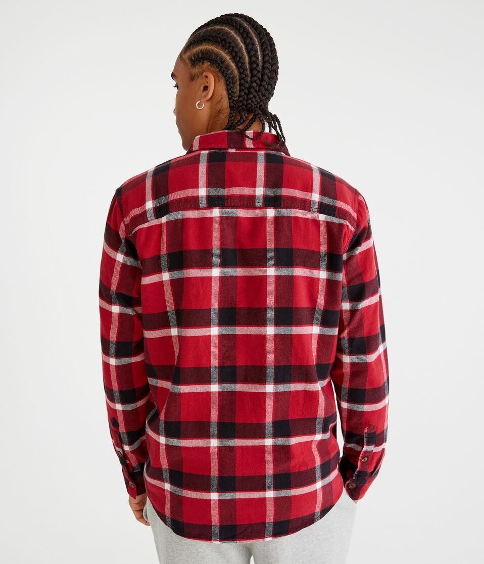 Aéropostale Long Sleeve Plaid Flannel Overshirt Red