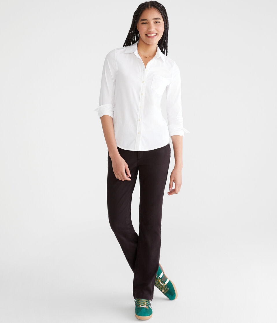 Aéropostale Long Sleeve Poplin Uniform Shirt Bleach