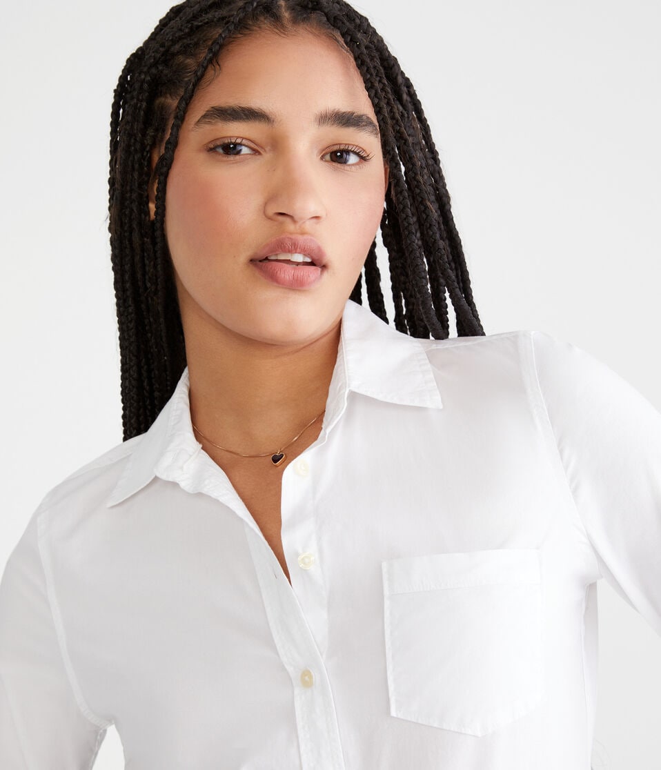 Aéropostale Long Sleeve Poplin Uniform Shirt Bleach