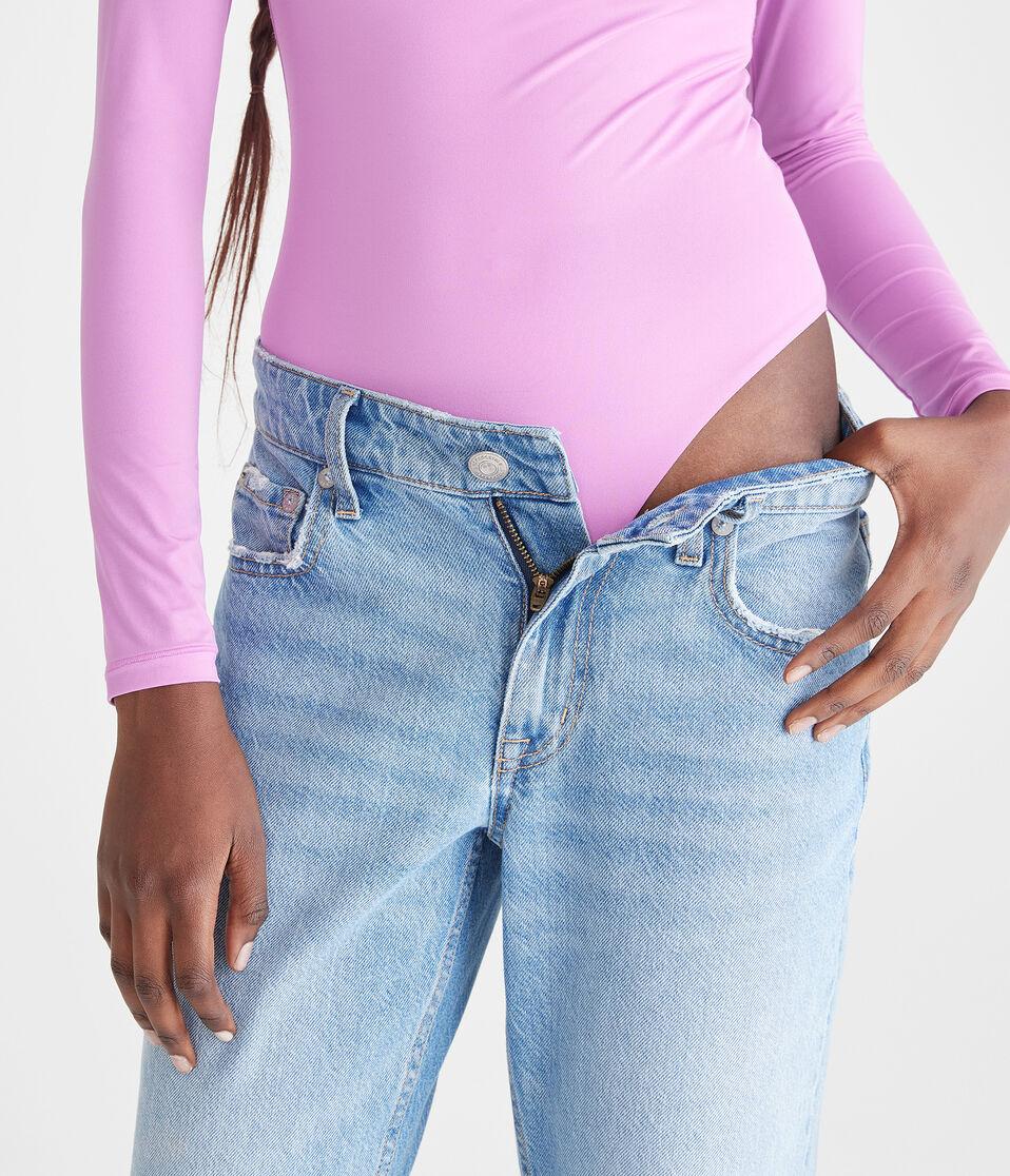 Aéropostale Long Sleeve Seriously Soft Smooth Crew Bodysuit Pure Magenta Neon