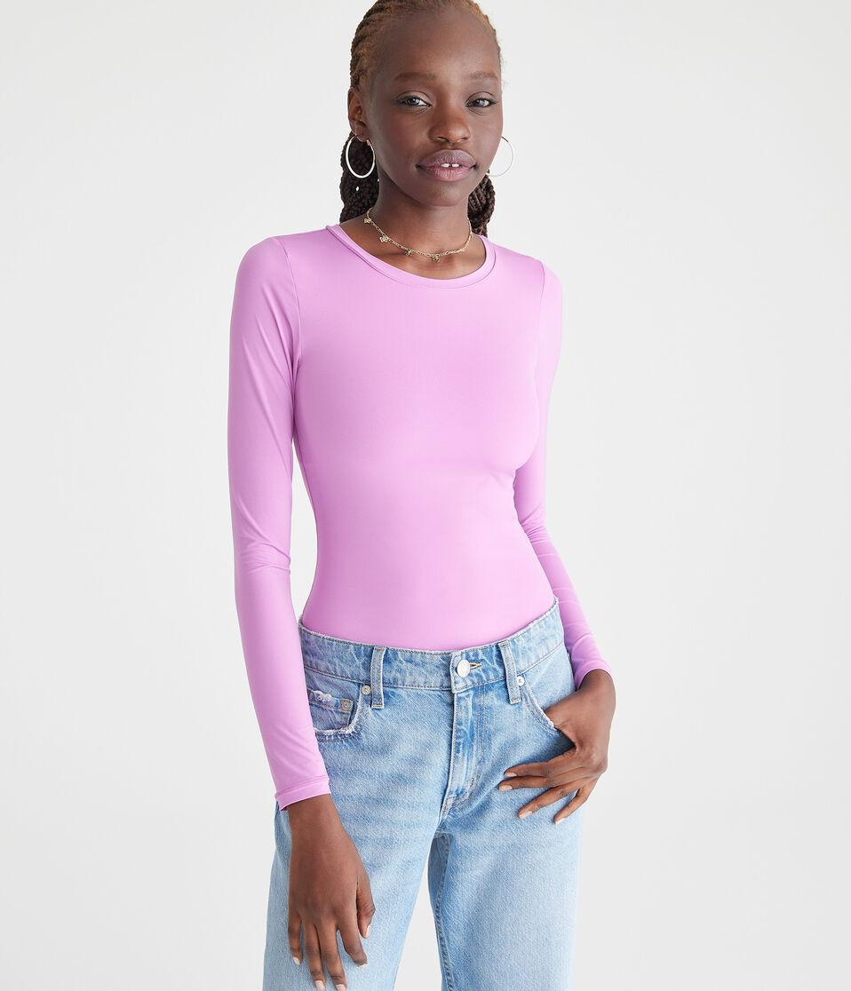 aéropostale Long Sleeve Seriously Soft Smooth Crew Bodysuit pure magenta neon