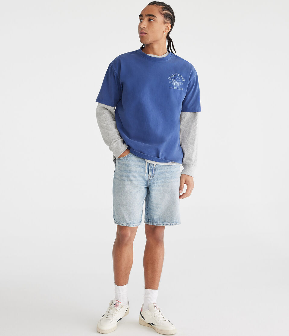 Aéropostale Loose Straight Denim Shorts 9" Light Wash