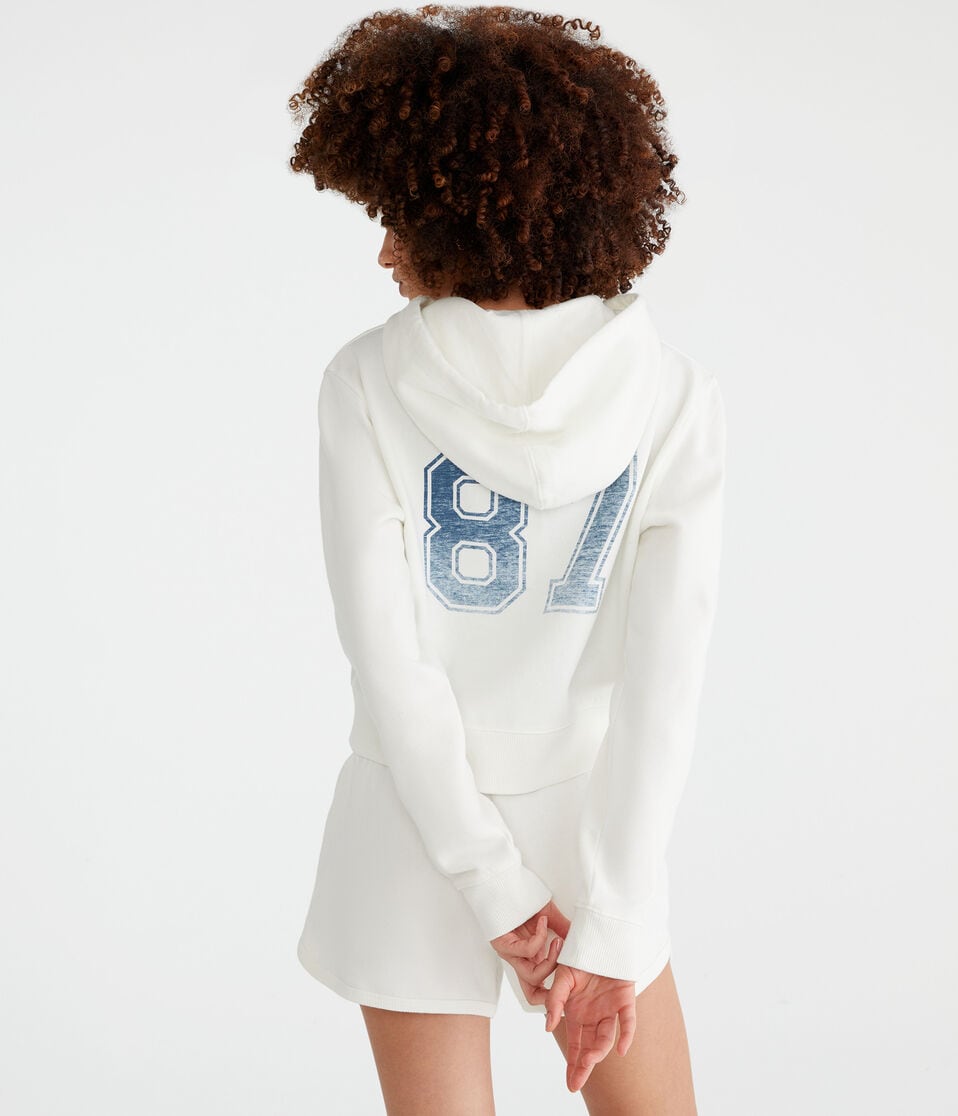 Aéropostale Los Angeles Cropped Full-Zip Hoodie Cream