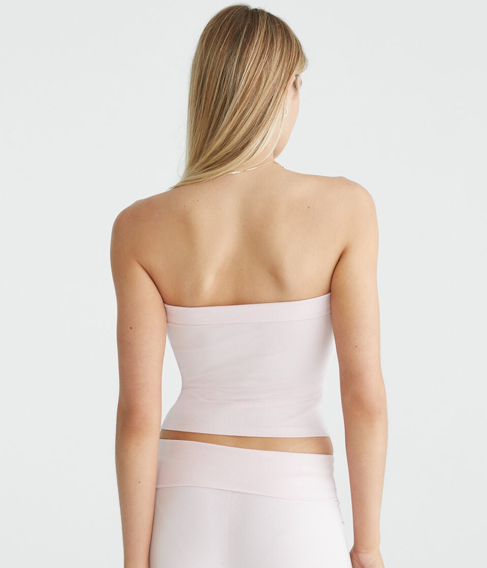 Aéropostale Los Angeles Fold-Over Graphic Tube Top Peach Whip
