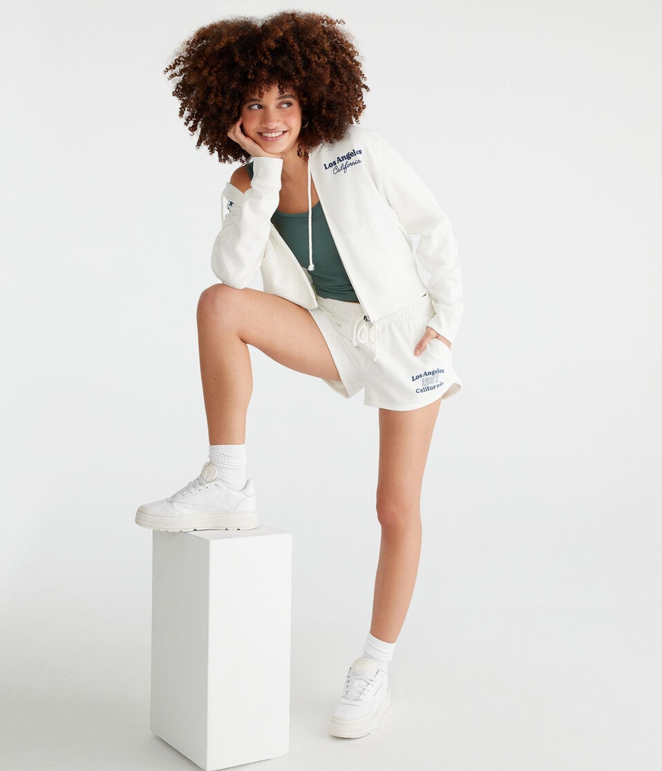 Aéropostale Los Angeles High-Rise Dolphin Shorts Cream