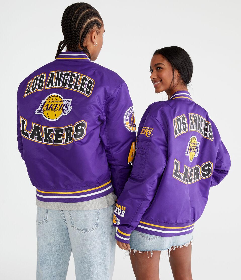 Aéropostale Los Angeles Lakers Basketball Bomber Jacket Purple