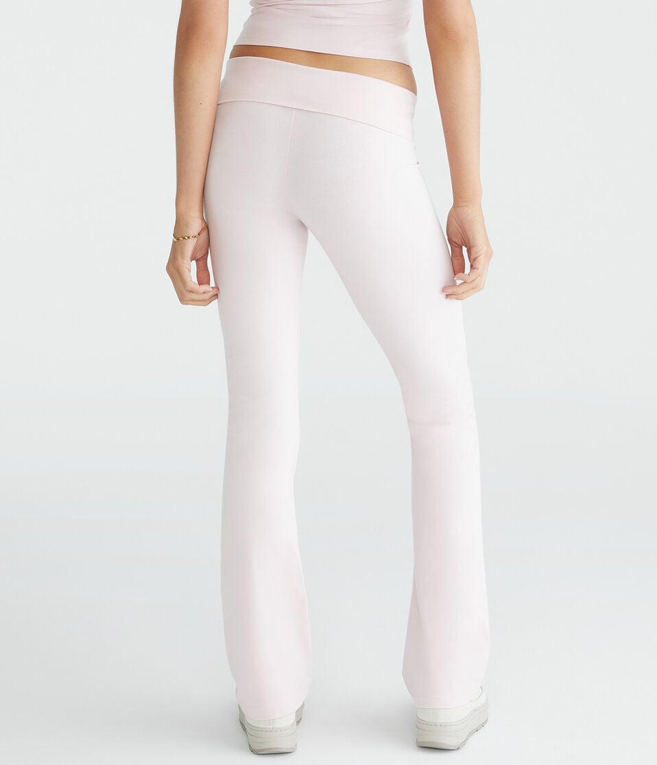 Aéropostale Los Angeles Mid-Rise Fold-Over Flare Leg Pants Peach Whip