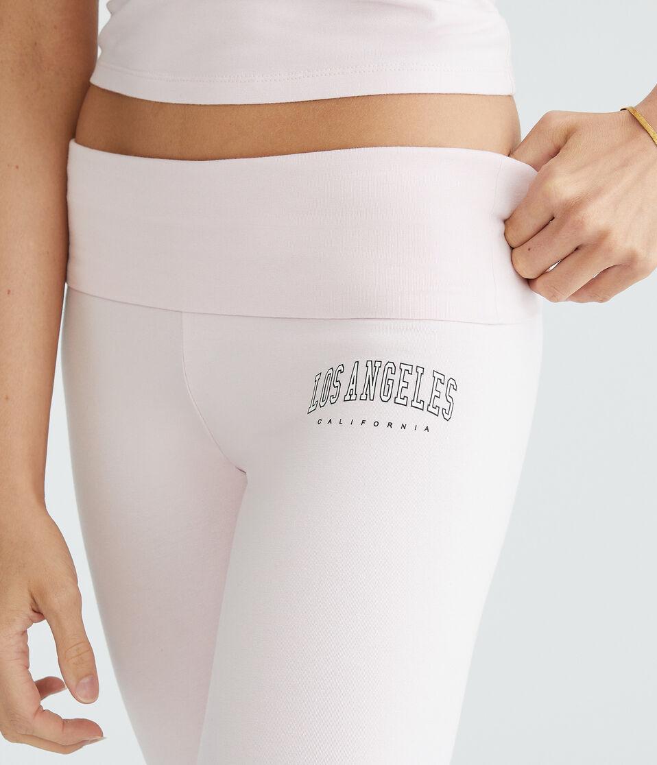 Aéropostale Los Angeles Mid-Rise Fold-Over Flare Leg Pants Peach Whip