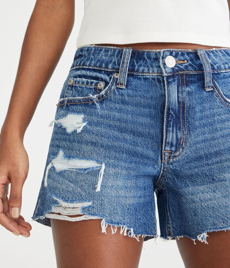 Aéropostale Low-Rise Baggy Denim Shorts 4" Dark Wash