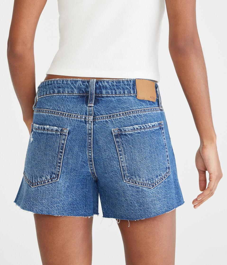 Aéropostale Low-Rise Baggy Denim Shorts 4" Dark Wash