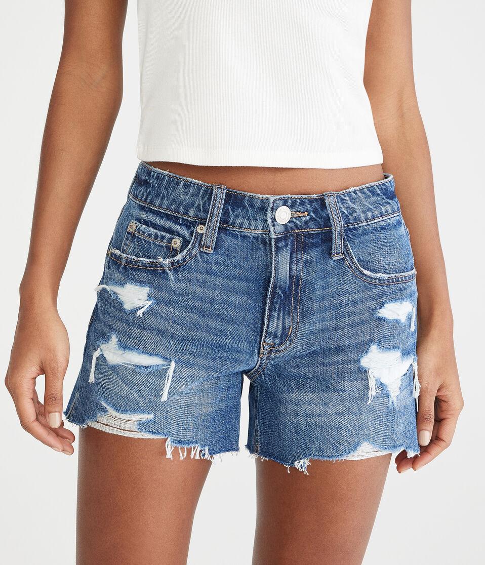 aéropostale Low-Rise Baggy Denim Shorts 4" dark wash