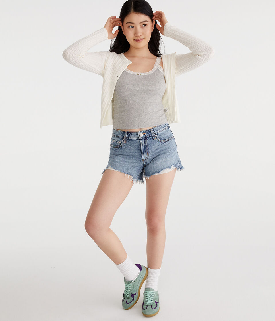 Aéropostale Low-Rise Baggy Denim Shorts 4" Light Wash