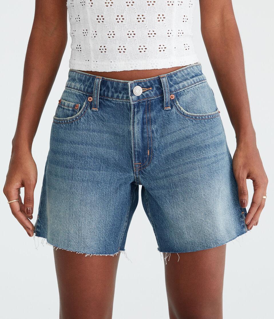 Aéropostale Low-Rise Baggy Denim Shorts 6" Medium Wash