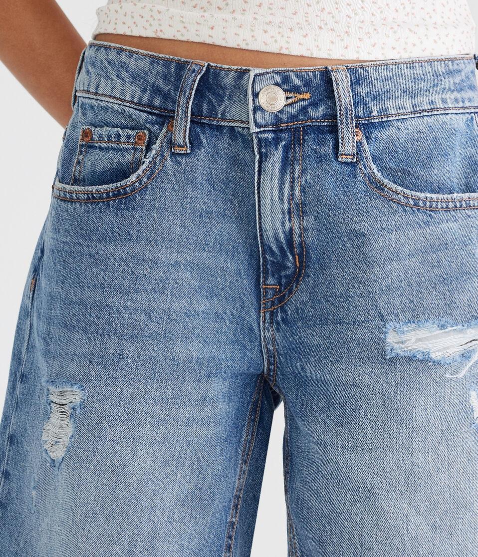 Aéropostale Low-Rise Baggy Denim Shorts 8" Medium Wash