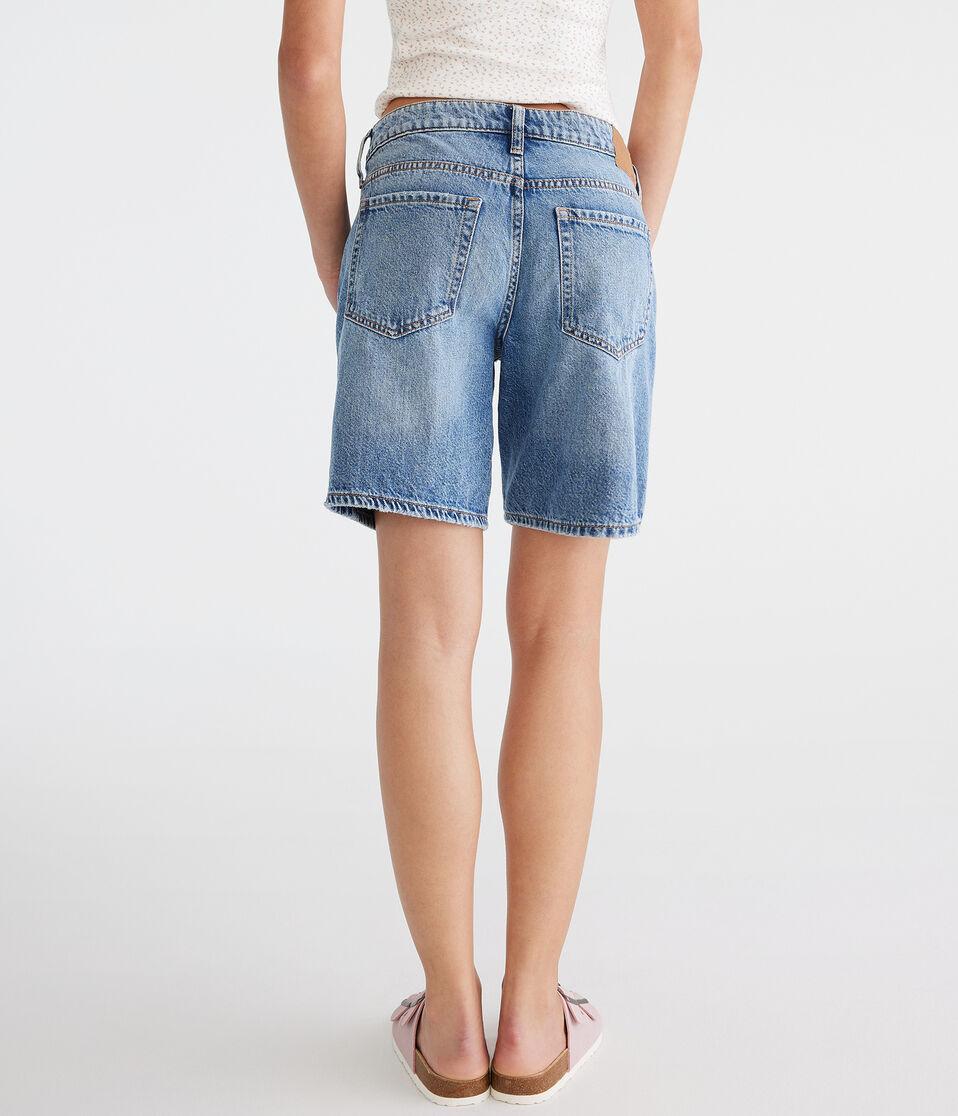 Aéropostale Low-Rise Baggy Denim Shorts 8" Medium Wash