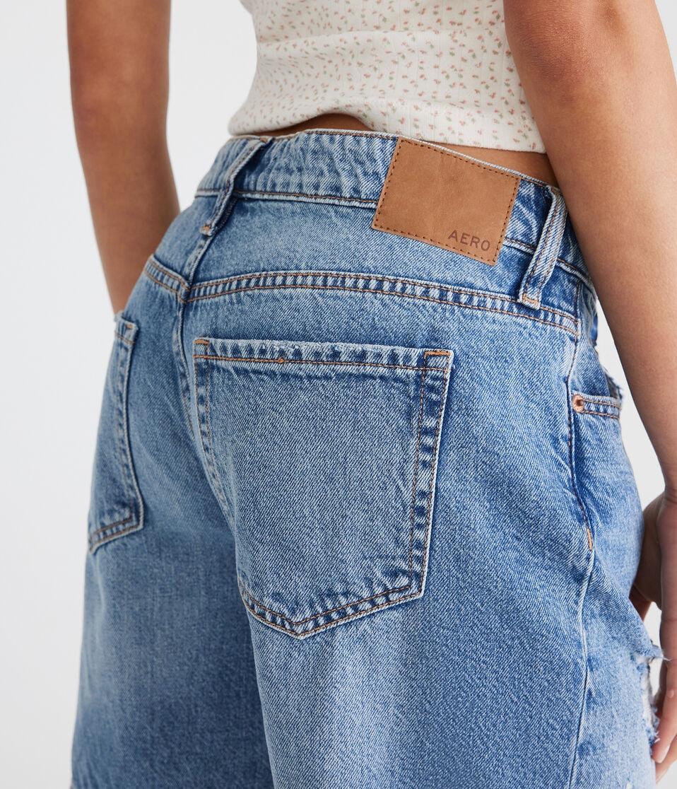 Aéropostale Low-Rise Baggy Denim Shorts 8" Medium Wash