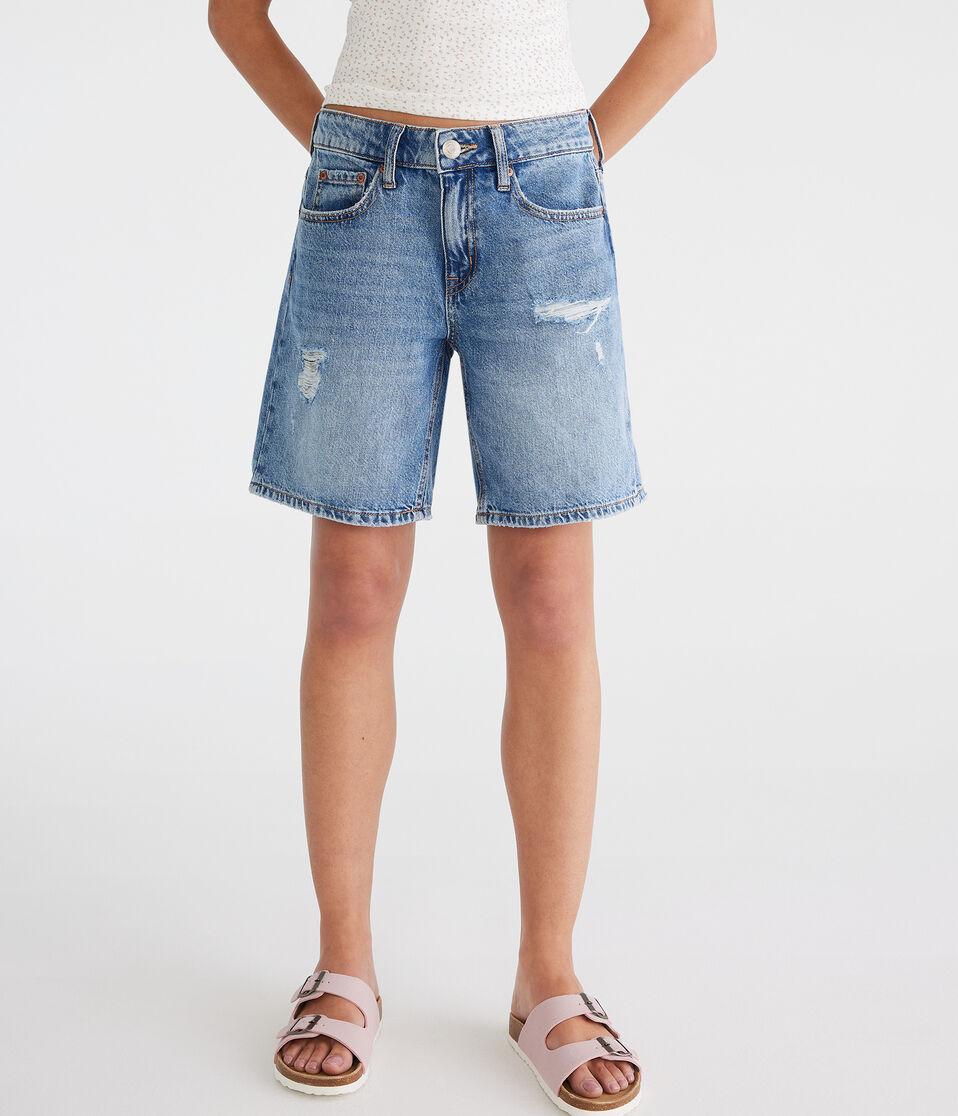 aéropostale Low-Rise Baggy Denim Shorts 8" medium wash